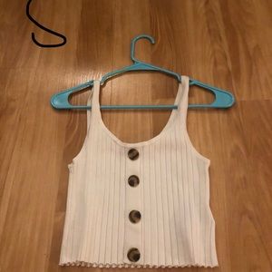 white “crop” buttoned tank top